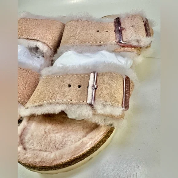 Birkenstock Arizona Shearling Light Rose Pink Fur Slide Sandals EU 35 - Picture 7 of 15